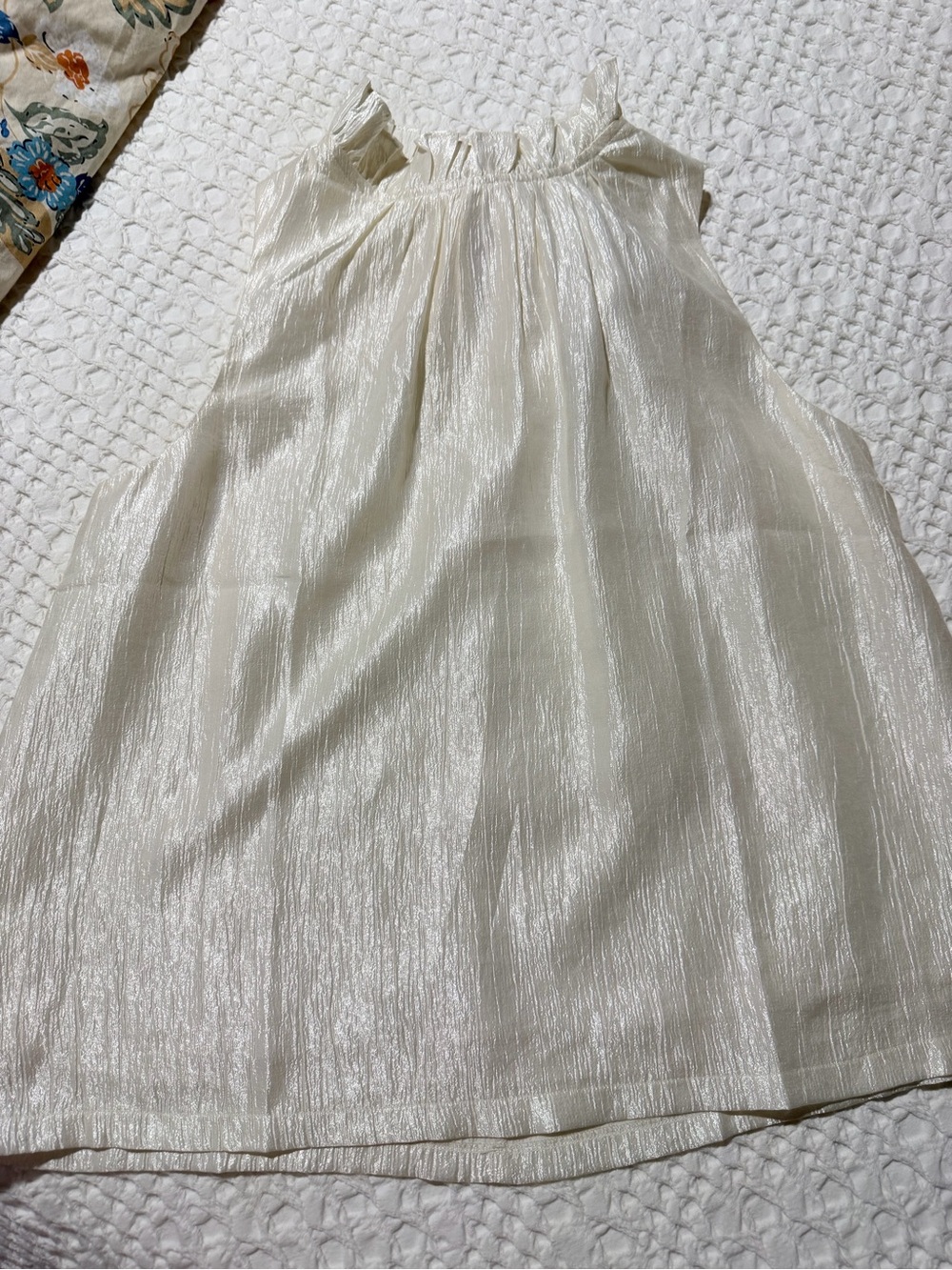 Pinch Cream Shimmery Sleeveless Bouse